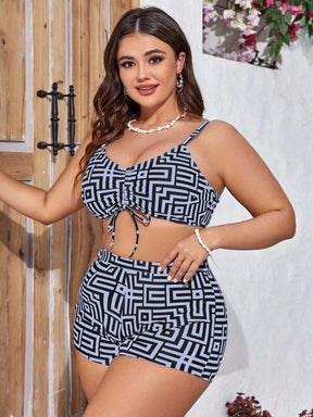 Biquíni Plus Size Alta Sustentação Short + Saída de Praia